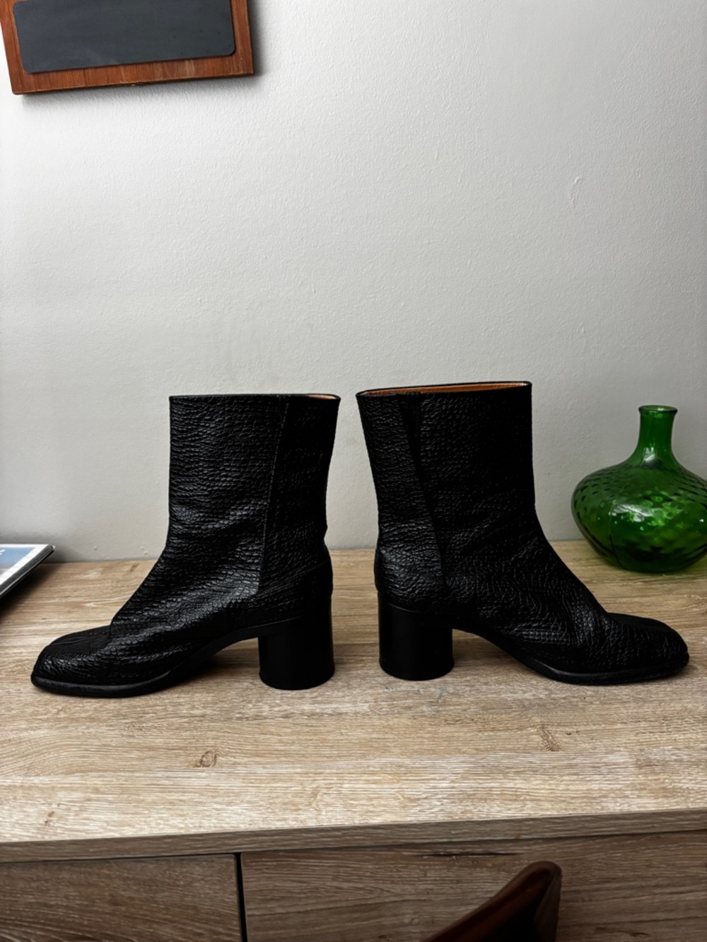 sz39 Margiela Tabi Black Textured heeled boot - Picture 5 of 12